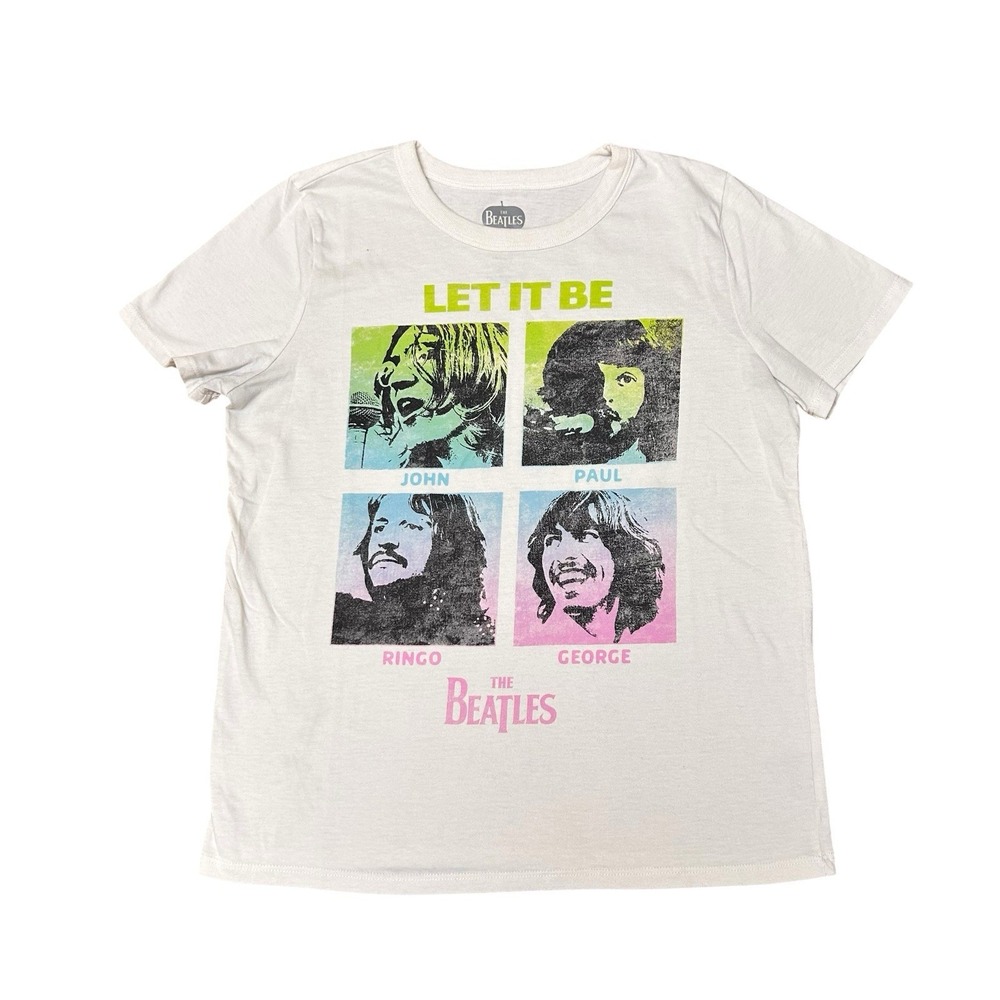The Beatles Let It Be Graphic T-shirt Women Medium White Short Sleeve Music Band